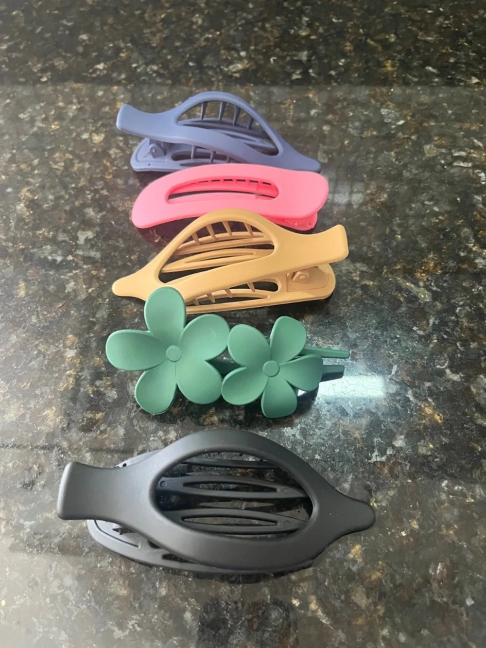 Kids/Adult Matte Flower & Snap Hair Clip Set in Green, Pink, Purple, Tan, Black